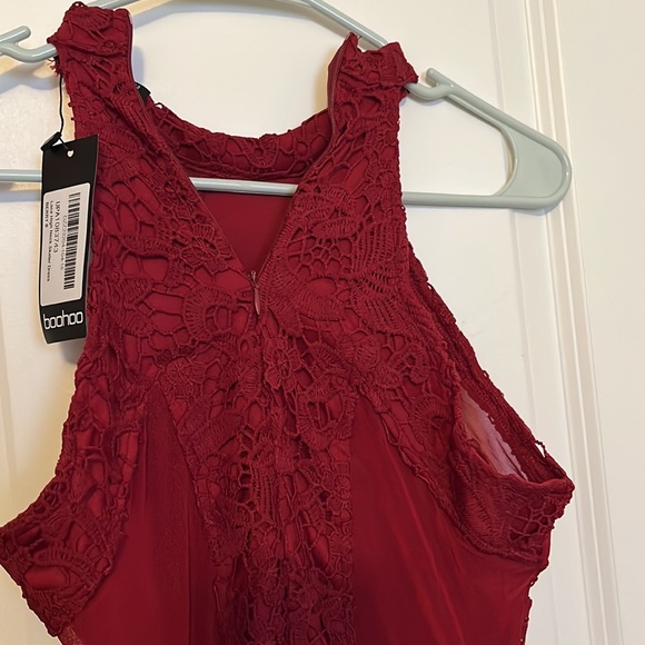 {Boohoo} Lace High Neck Skater Dress - Picture 6 of 9
